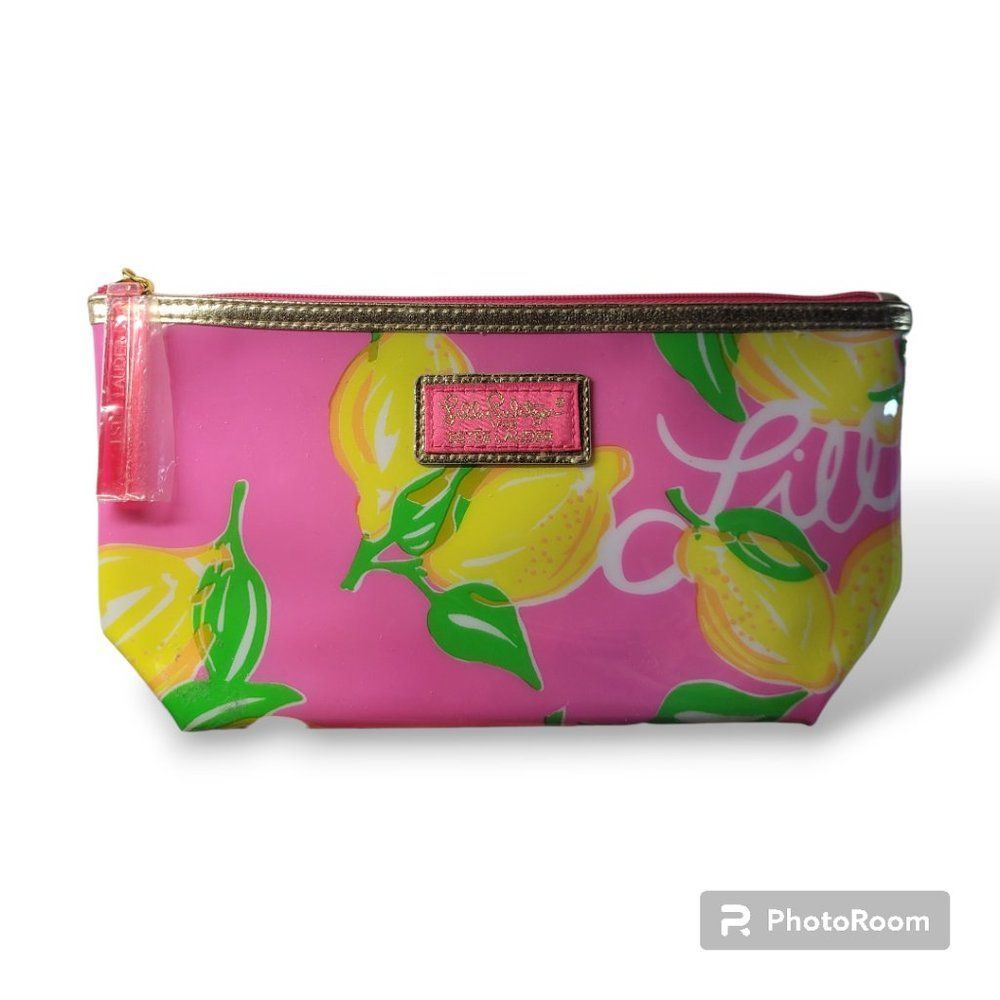 Lilly Pulitzer X Estée Lauder Pucker Up makeup / cosmetics bag, lemon print